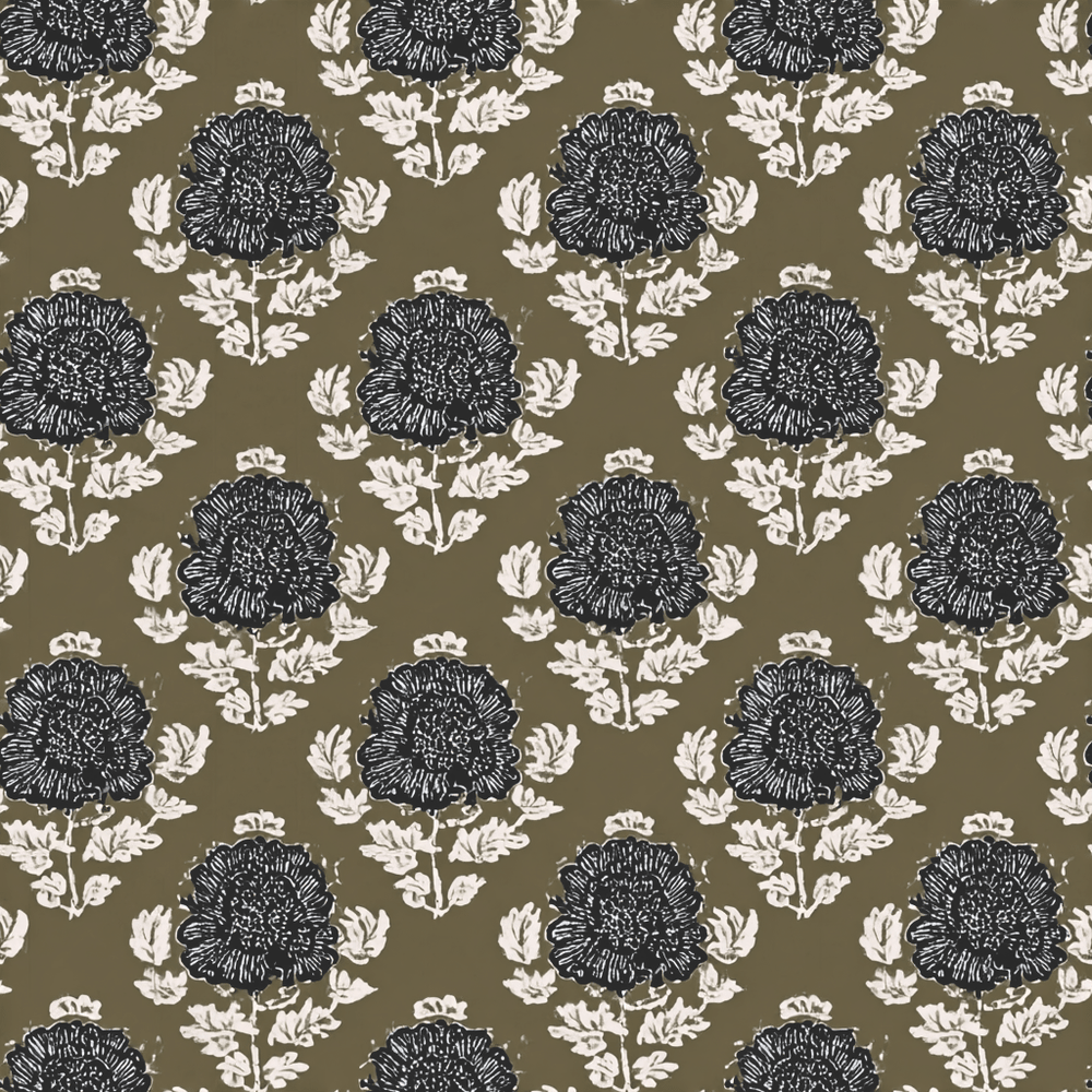 Marguerite Midnight Peony Wallpaper - Painted Paper
