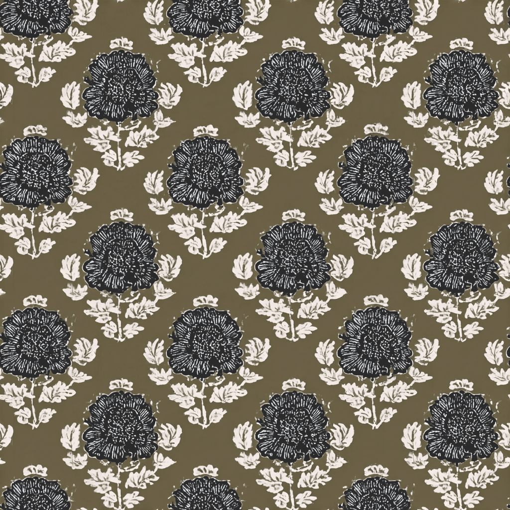 Marguerite Midnight Peony Wallpaper - Painted Paper
