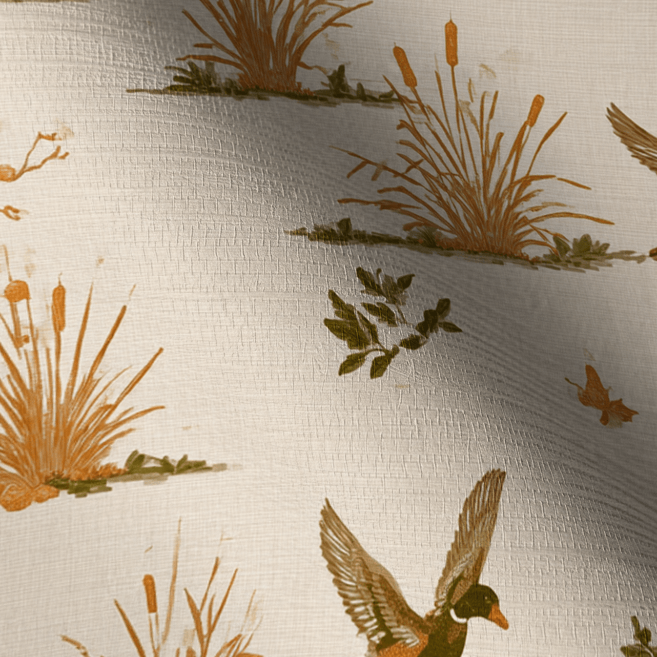 Marshland Flight Faux Grasscloth Wallpaper - Painted Paper