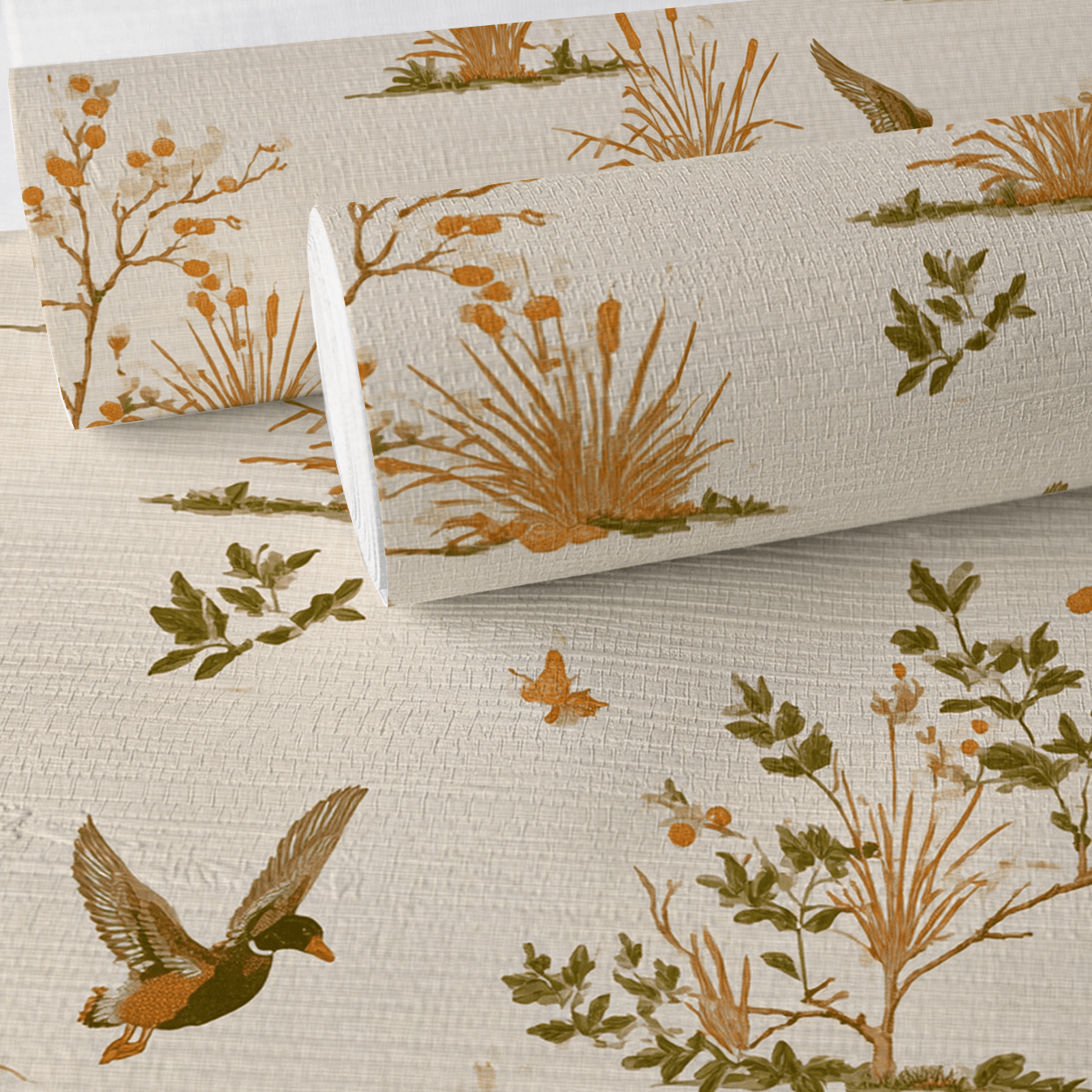 Marshland Flight Faux Grasscloth Wallpaper - Painted Paper