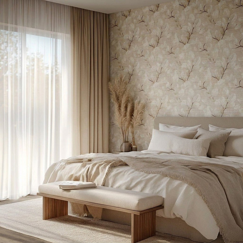 Meadow Glow Faux Grasscloth Wallpaper - Painted Paper