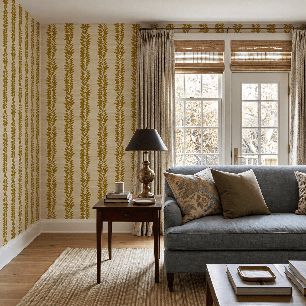 Meander Vine - Faux Grasscloth Wallpaper - Painted Paper