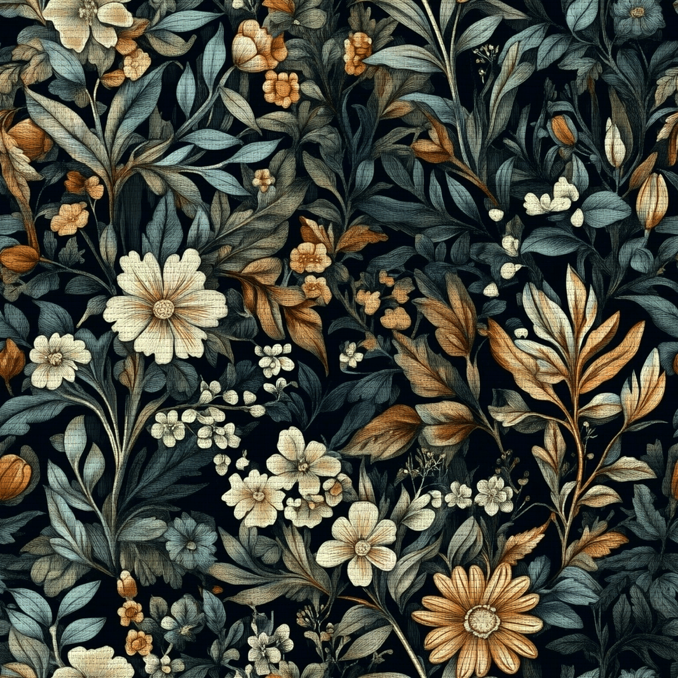 Moonlit Botanica Faux Grasscloth Wallpaper