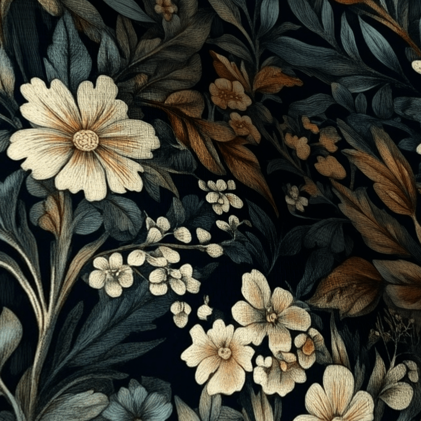 Moonlit Botanica Faux Grasscloth Wallpaper