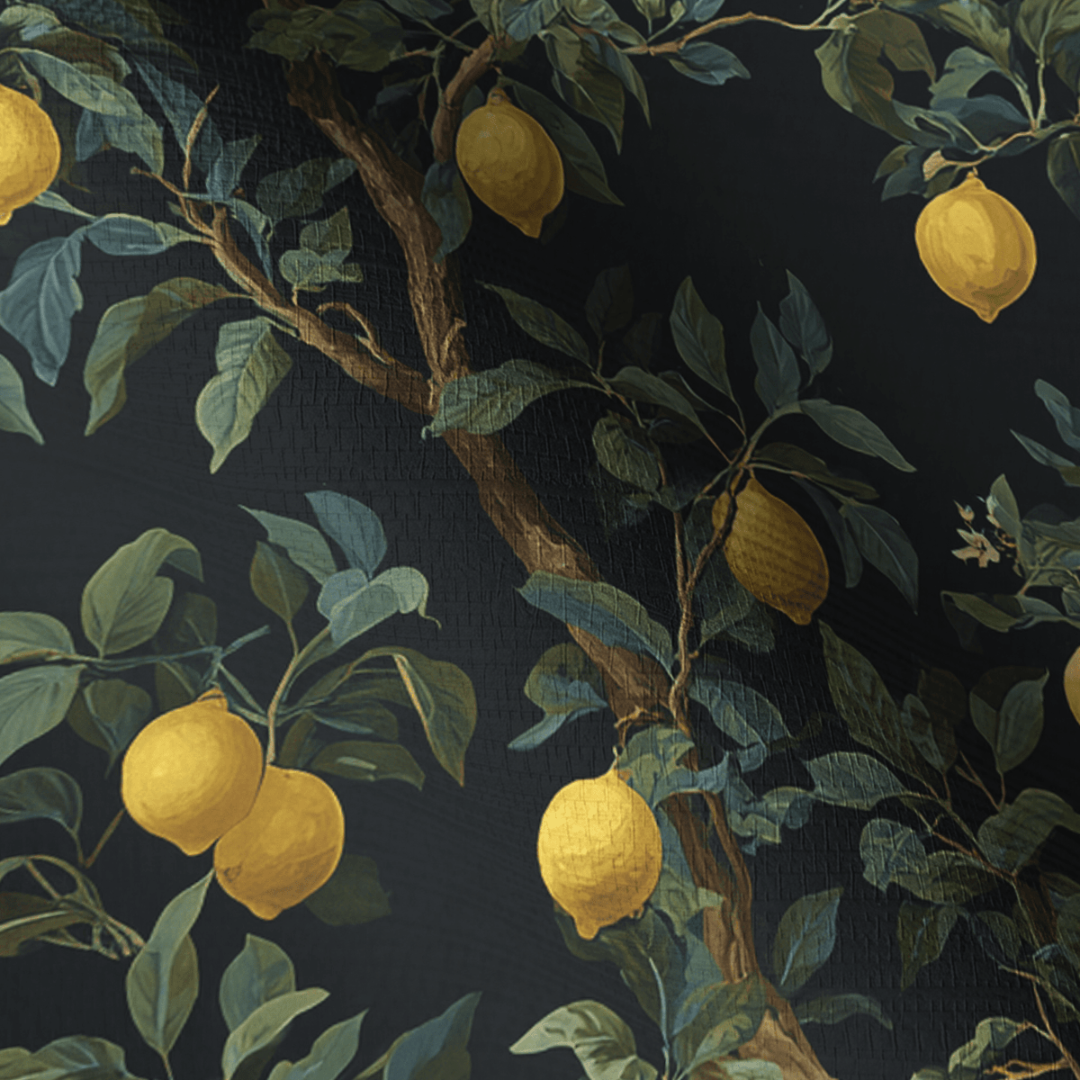 Midnight Citrus Faux Grasscloth Wallpaper - Painted Paper