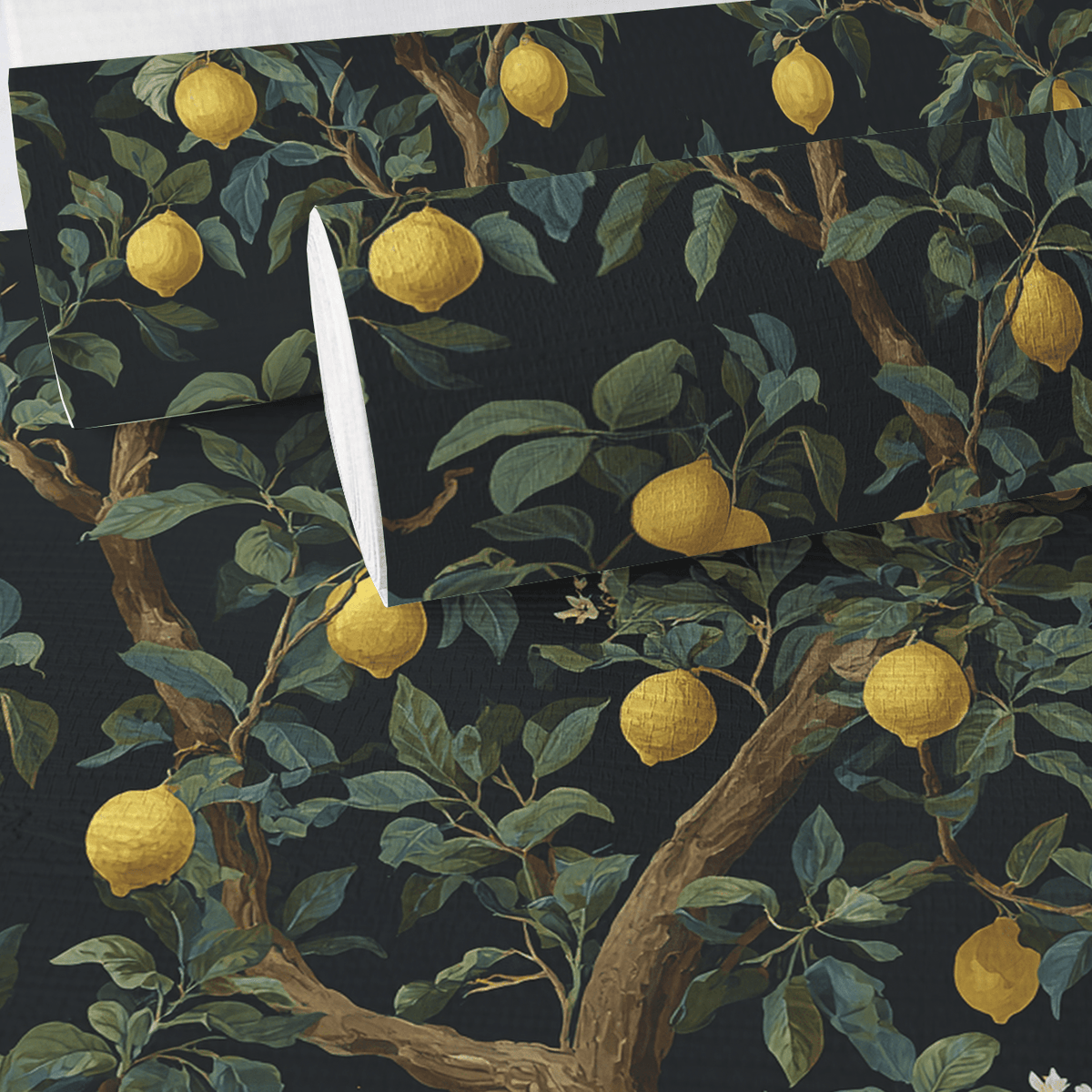 Midnight Citrus Faux Grasscloth Wallpaper - Painted Paper