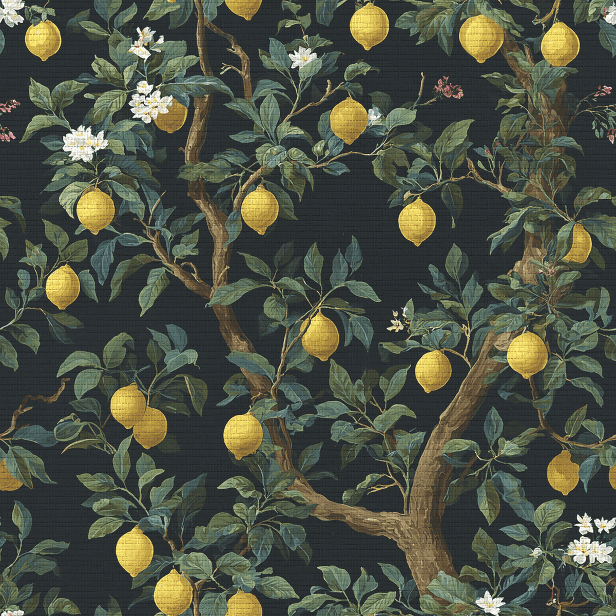 Midnight Citrus Faux Grasscloth Wallpaper - Painted Paper