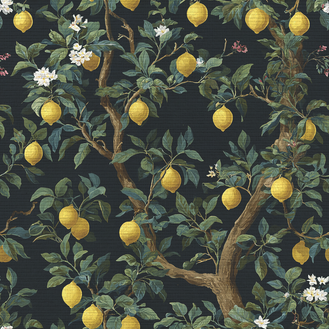 Midnight Citrus Faux Grasscloth Wallpaper
