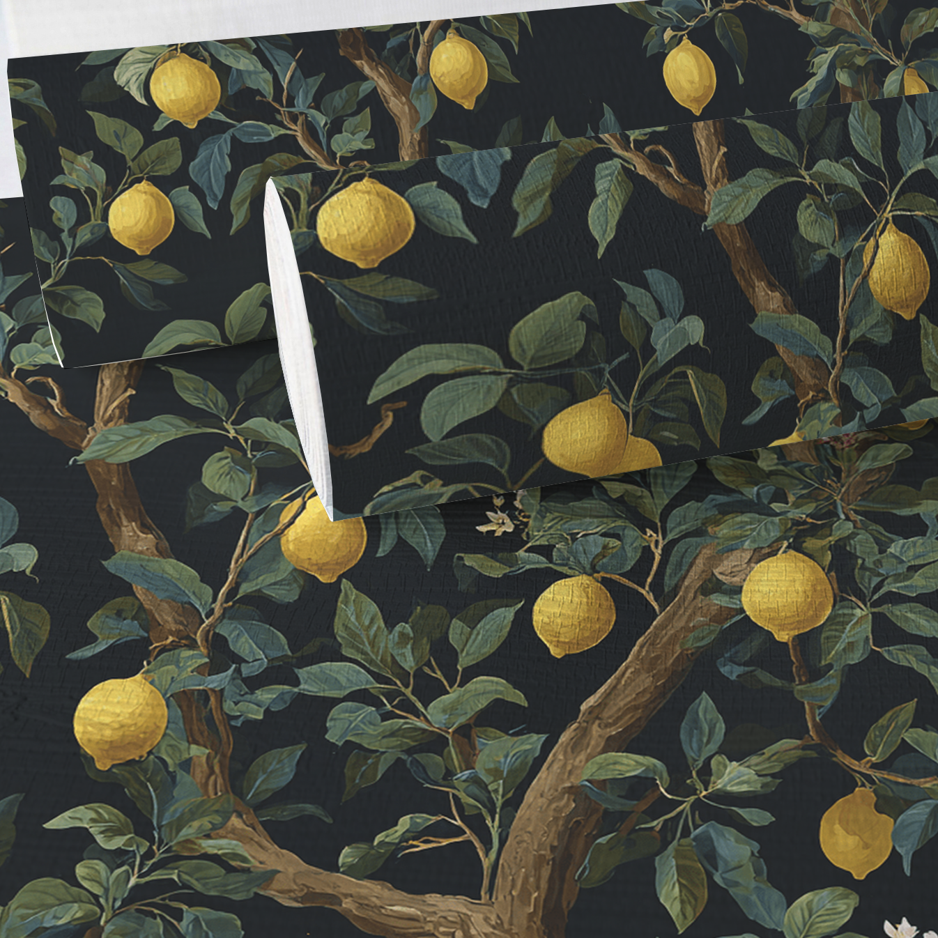 Midnight Citrus Faux Grasscloth Wallpaper
