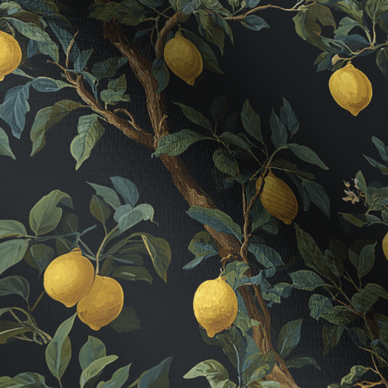 Midnight Citrus Faux Grasscloth Wallpaper