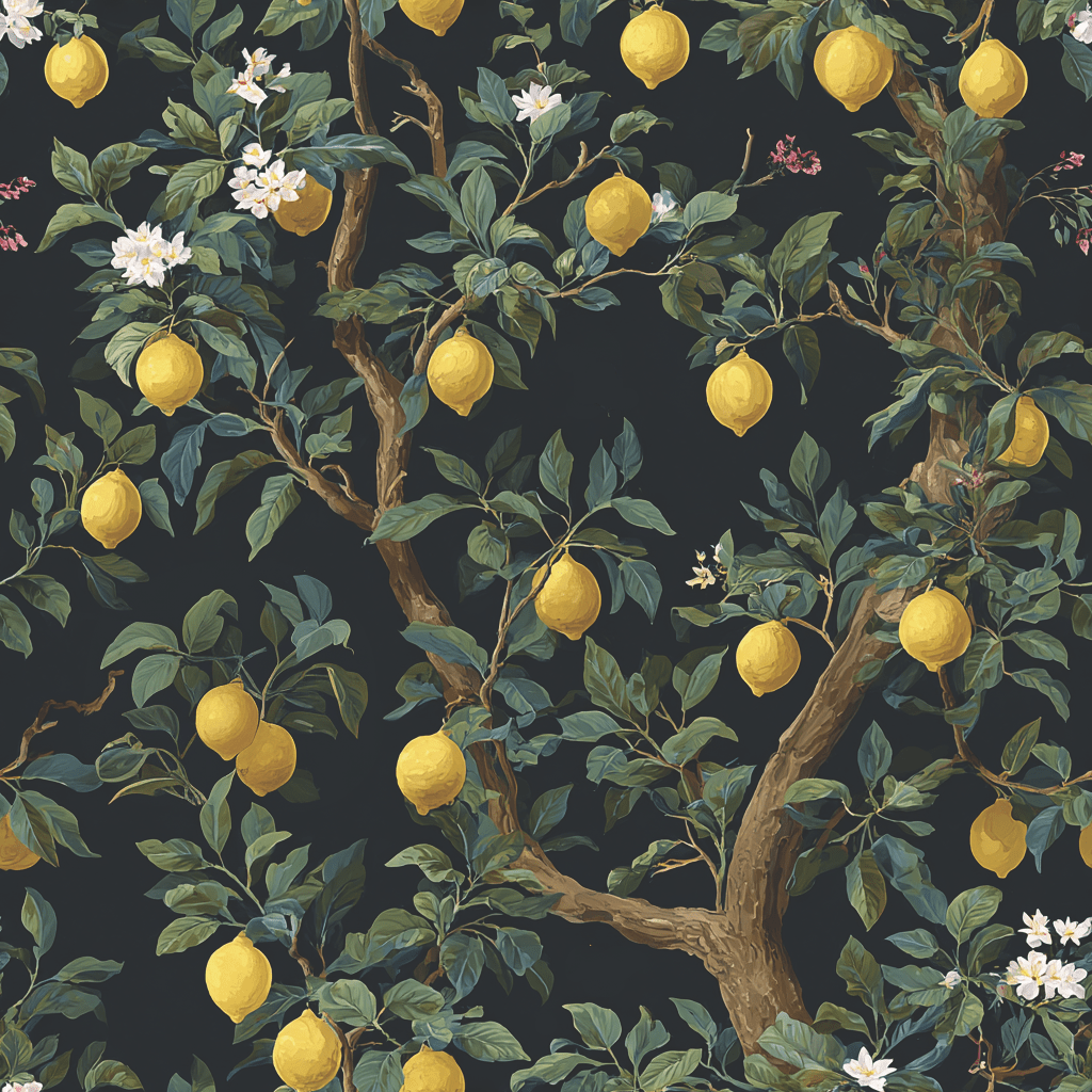 Midnight Citrus Wallpaper - Painted Paper