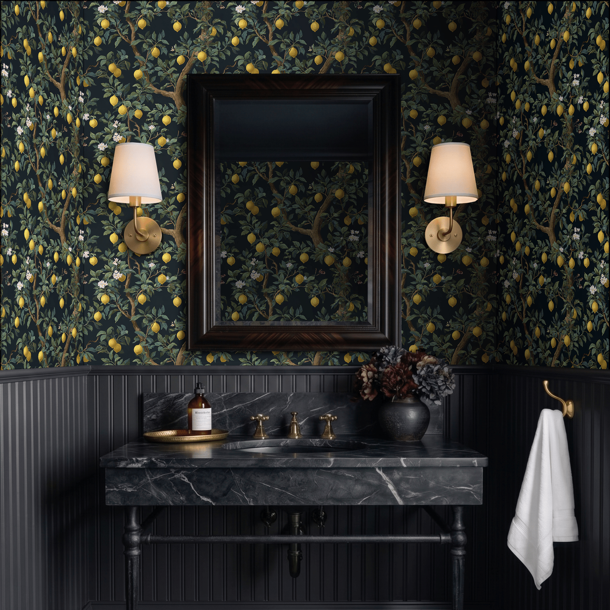 Midnight Citrus Wallpaper - Painted Paper