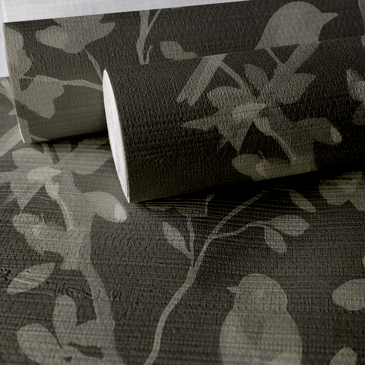 Midnight in the Garden Faux Grasscloth Wallpaper - Painted Paper