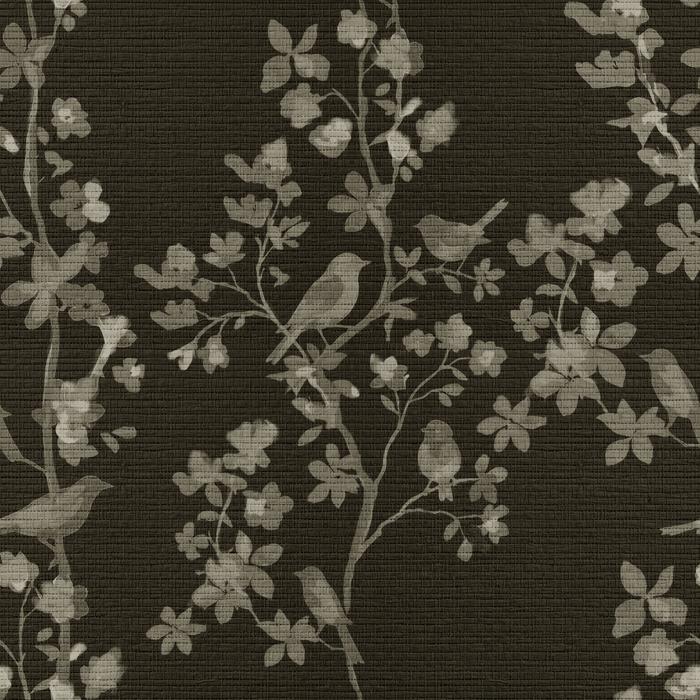 Midnight in the Garden Faux Grasscloth Wallpaper - Painted Paper