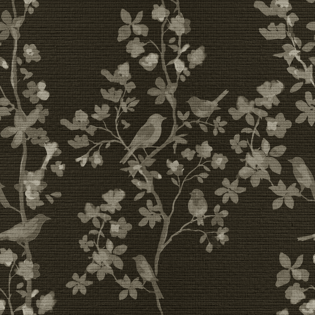 Midnight in the Garden Faux Grasscloth Wallpaper - Painted Paper