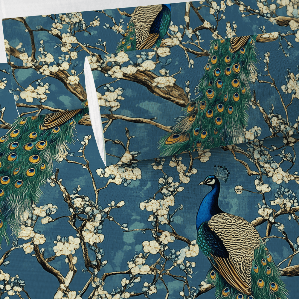 Midnight Plumage Faux Grasscloth Wallpaper - Painted Paper