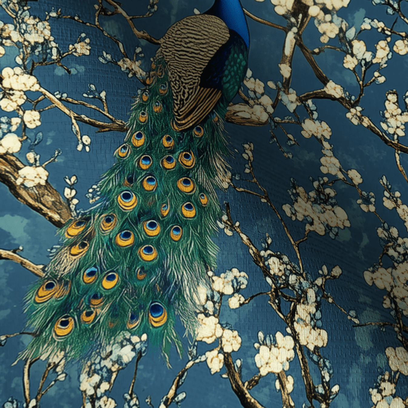 Midnight Plumage Faux Grasscloth Wallpaper - Painted Paper