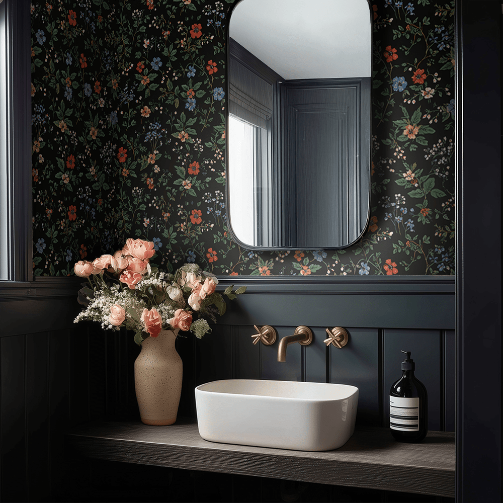 Midnight Posy Wallpaper - Painted Paper