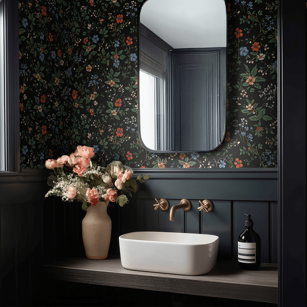 Midnight Posy Wallpaper - Painted Paper