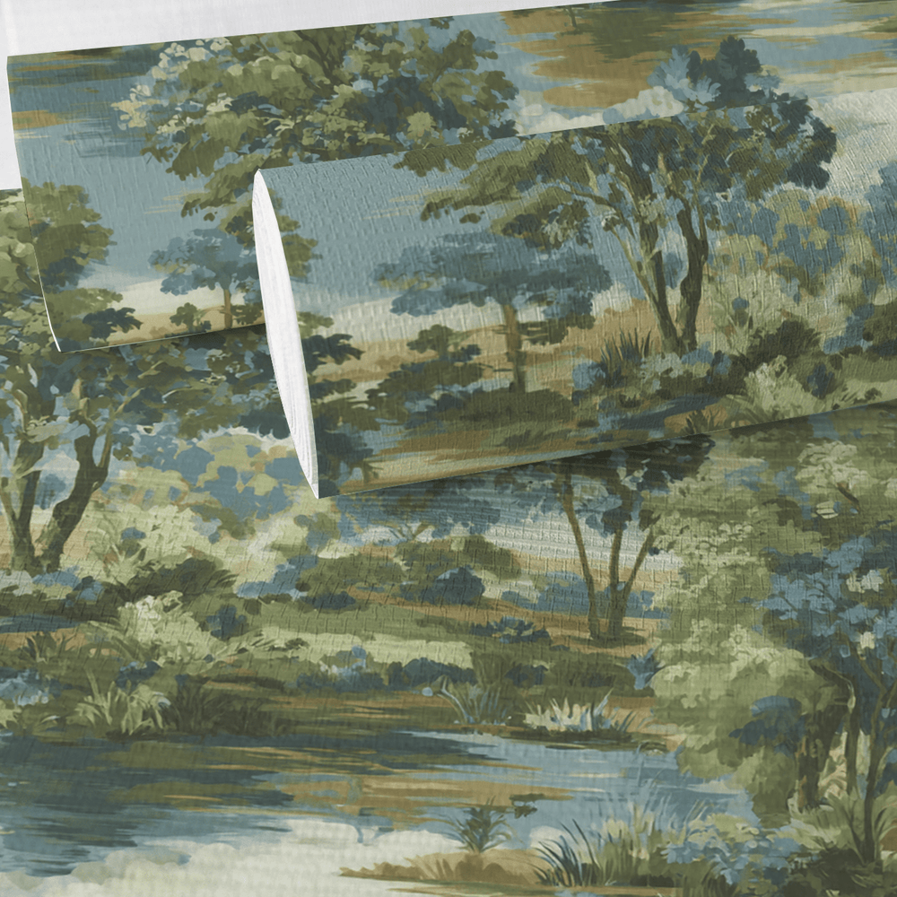 Midnight Spruce Faux Grasscloth Wallpaper - Painted Paper