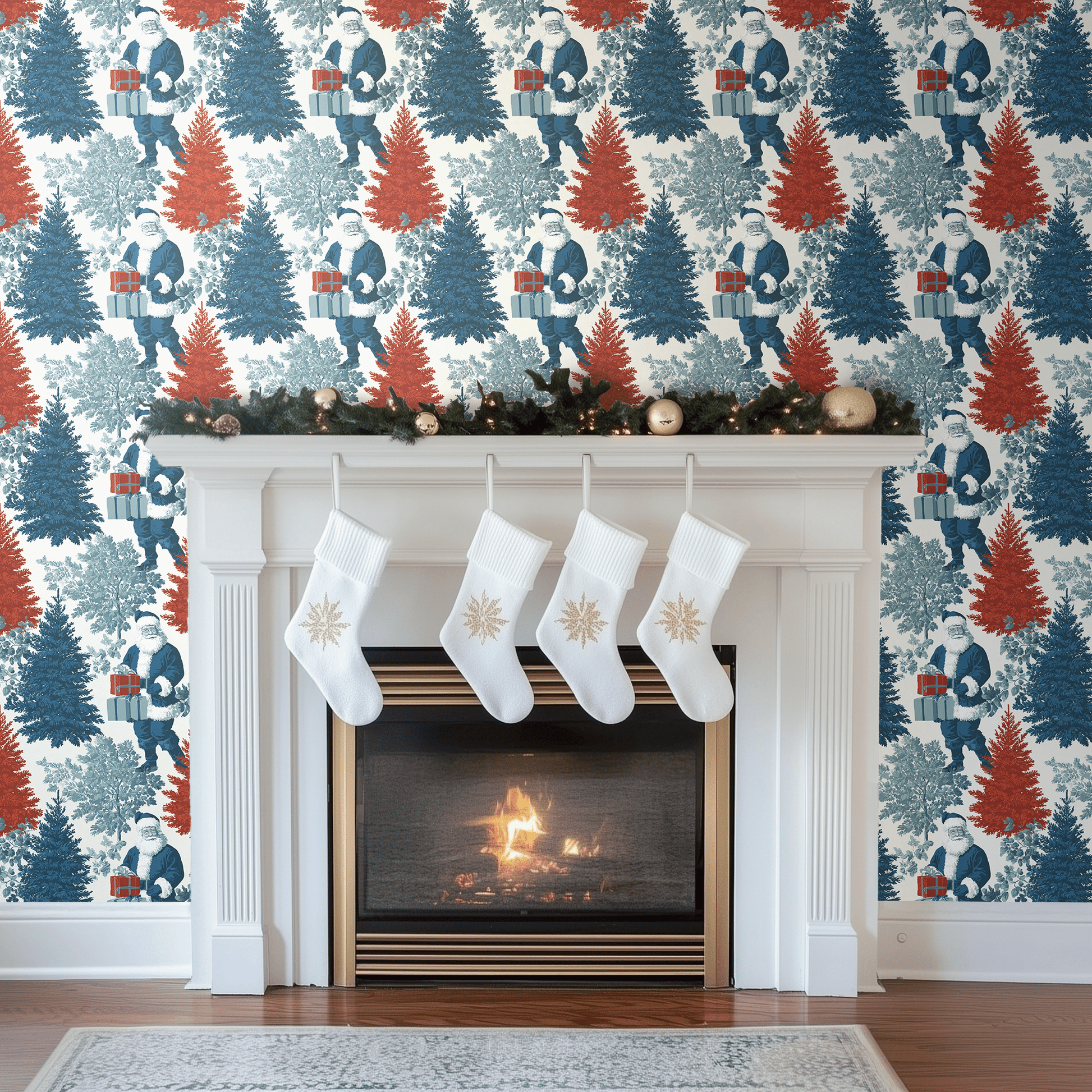 Midnight St. Nick Wallpaper - Painted Paper