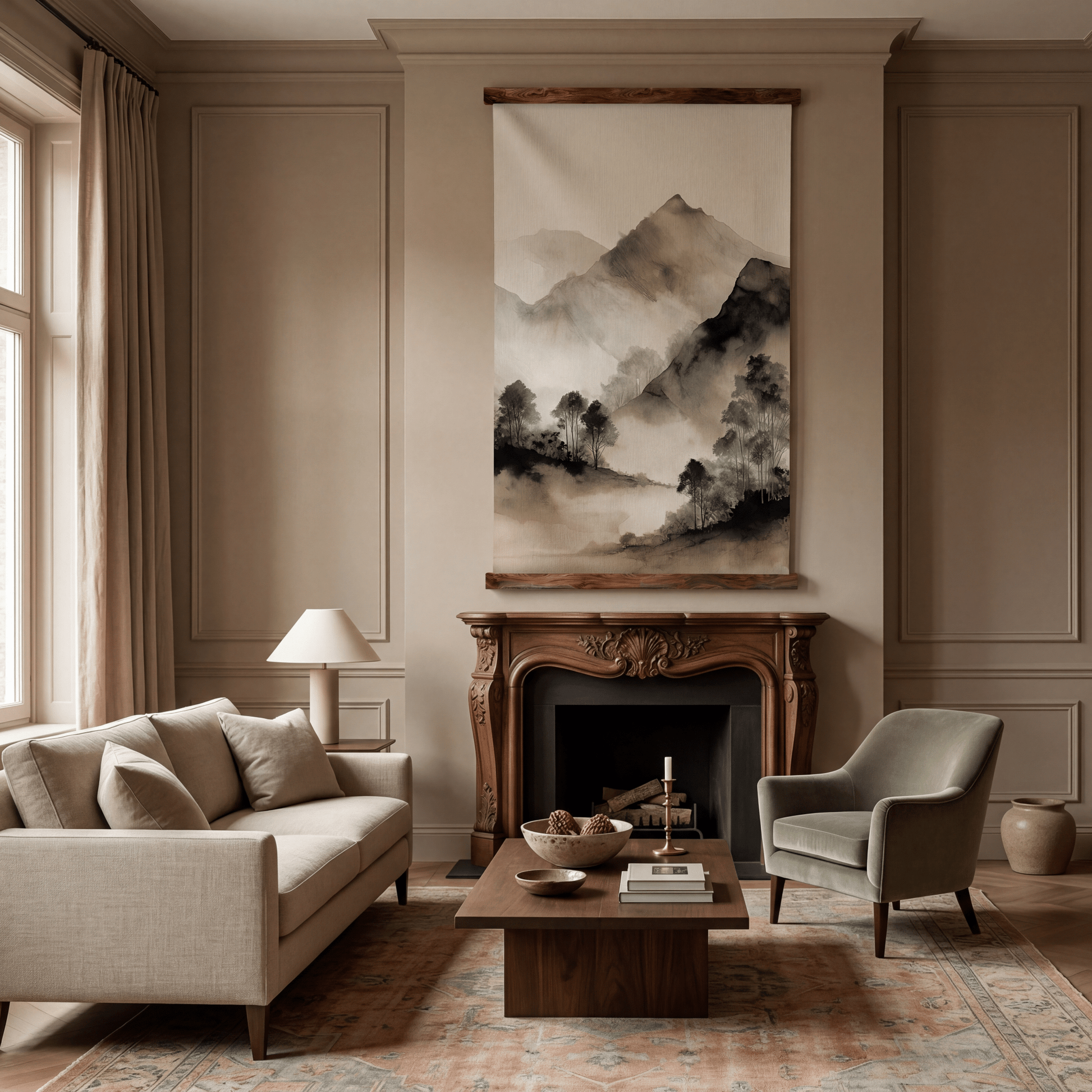 Mist and Ridge - Tapestry - Painted Paper