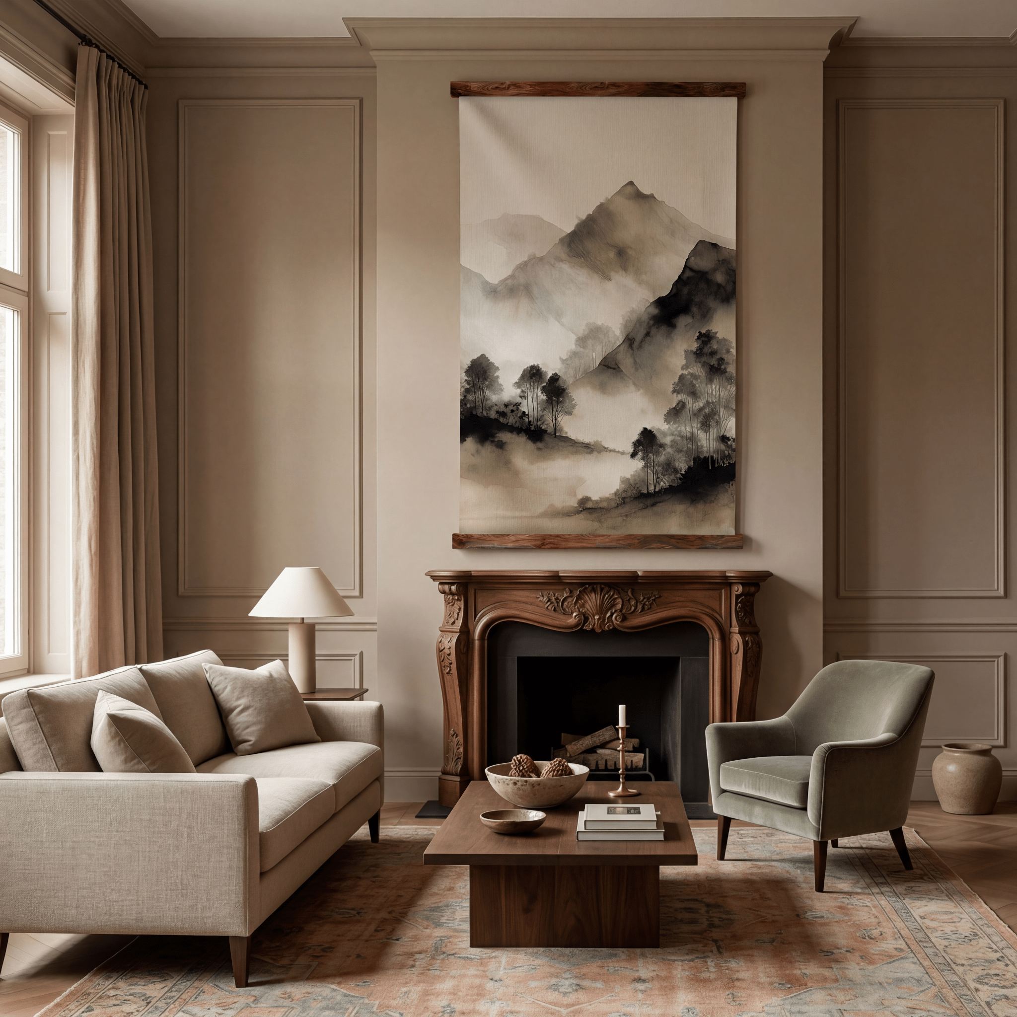 Mist and Ridge - Tapestry - Painted Paper