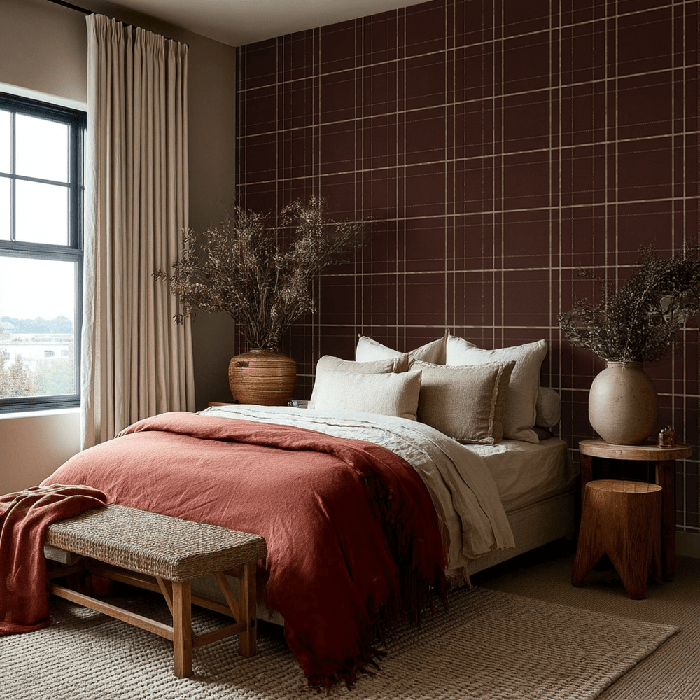 Mocha Tartan Wallpaper - Painted Paper