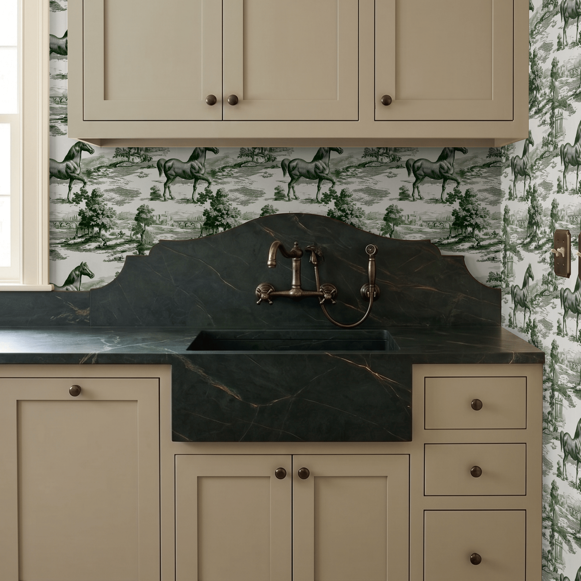 Money Horse Toile Wallpaper - Painted Paper