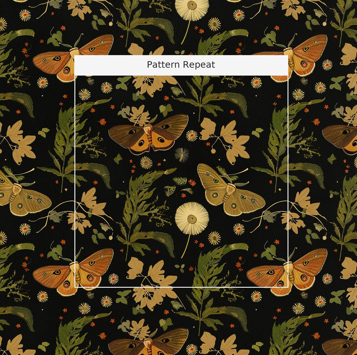 Moonlit Lepidoptera - Fabric - Painted Paper
