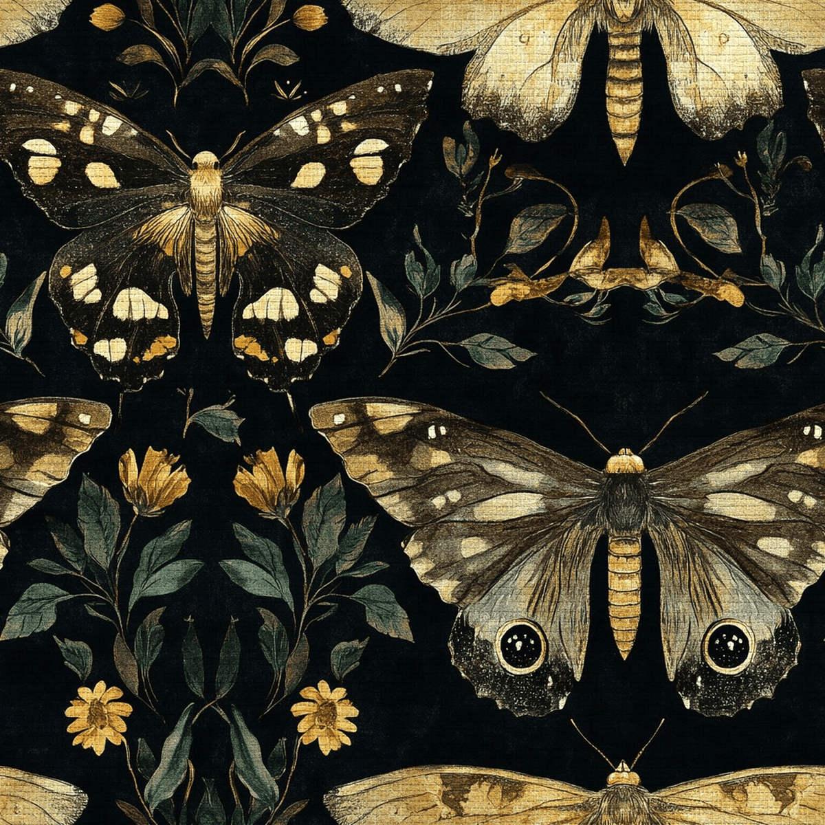 Morrigan Moths Faux Grasscloth Wallpaper - Painted Paper