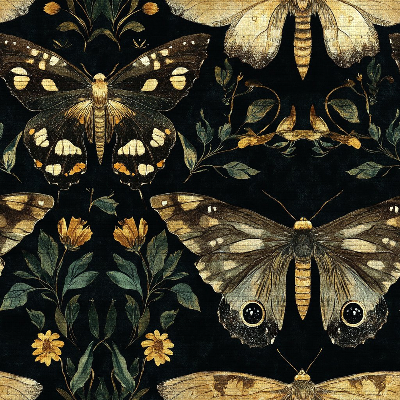 Morrigan Moths Faux Grasscloth Wallpaper