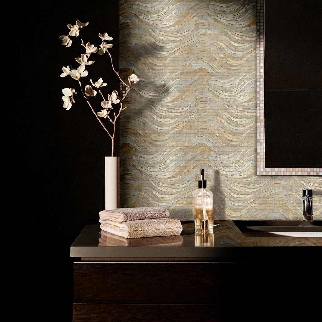 Mosaic Harmony Faux Grasscloth Wallpaper - Painted Paper