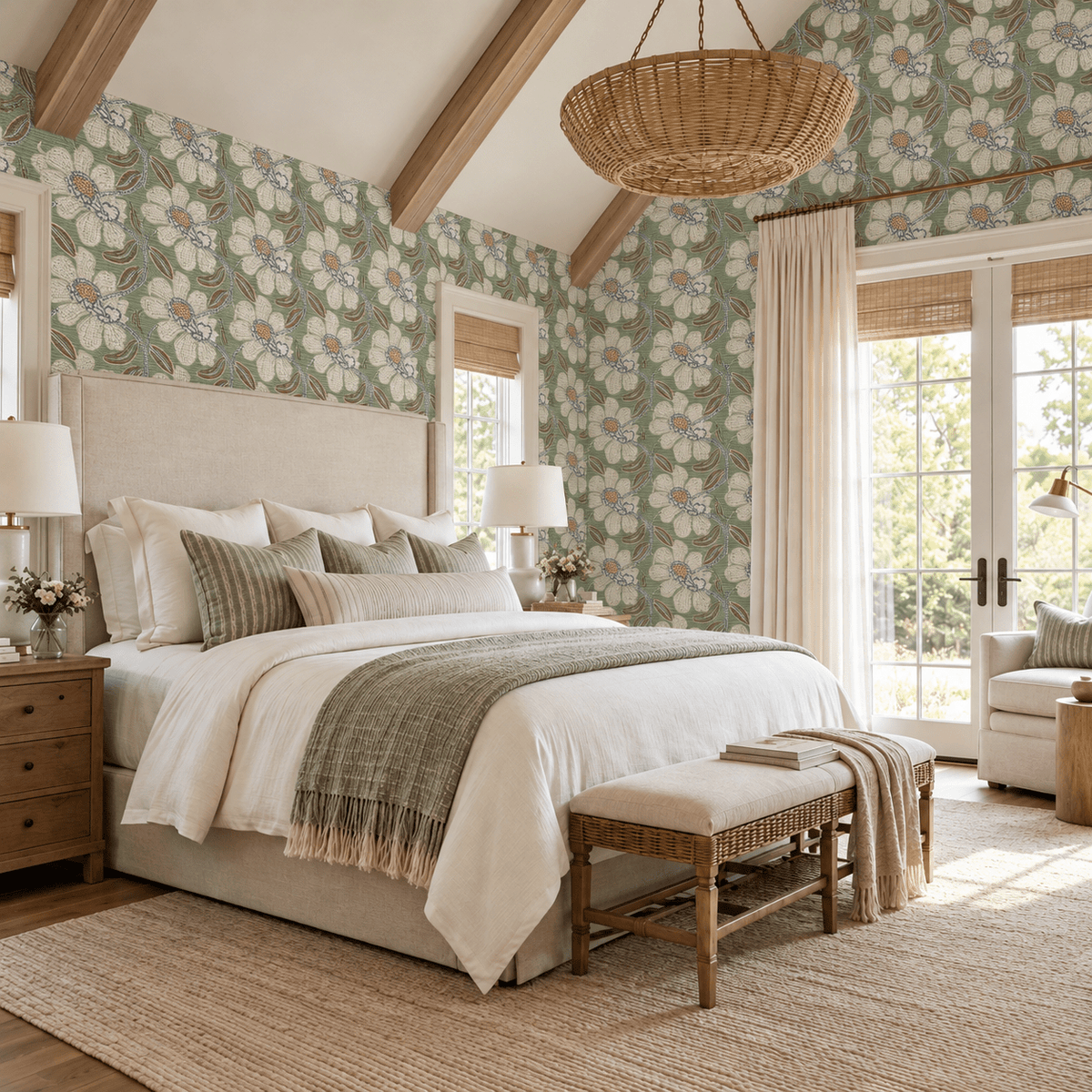Mosaic Meadows Faux Grasscloth Wallpaper - Painted Paper