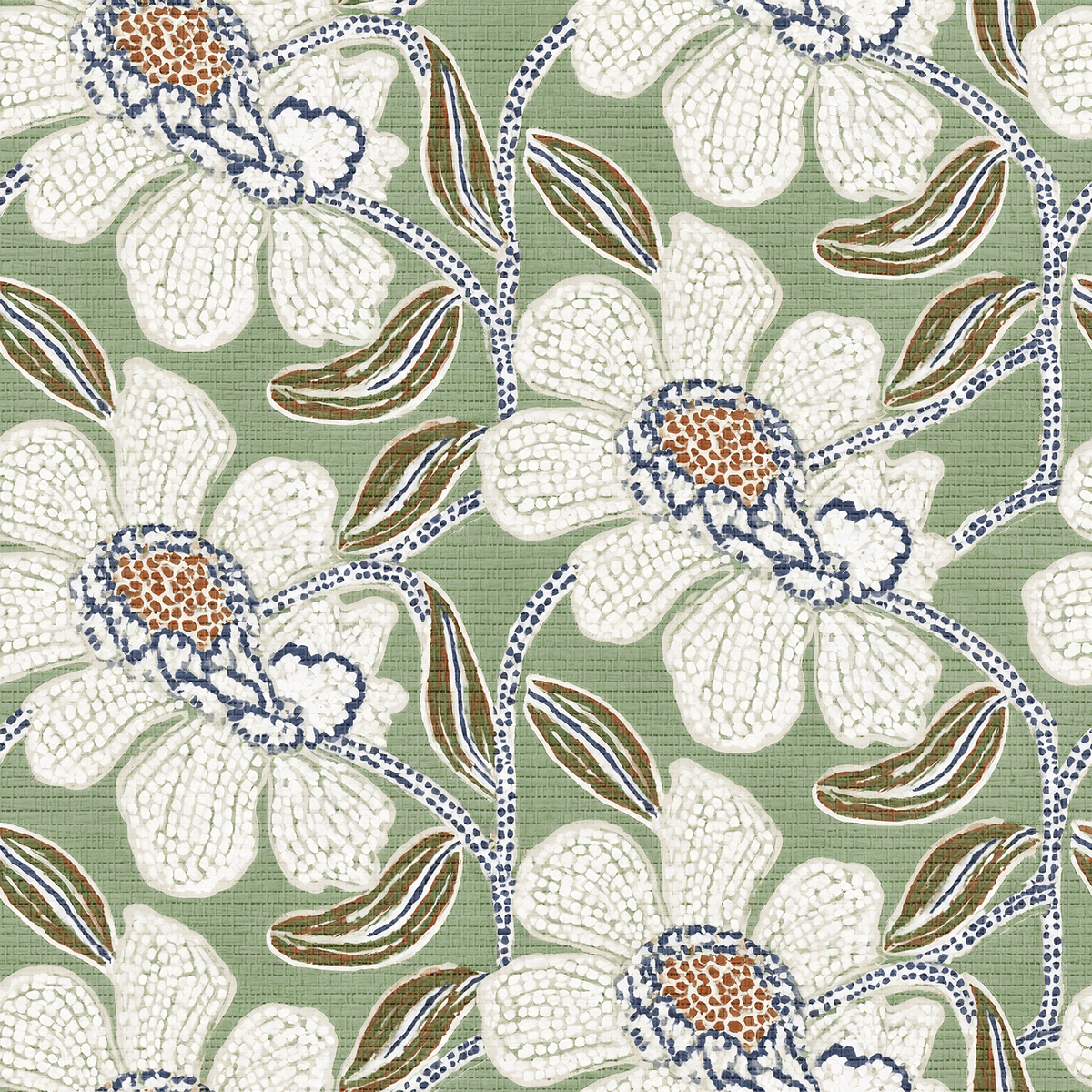 Mosaic Meadows Faux Grasscloth Wallpaper - Painted Paper