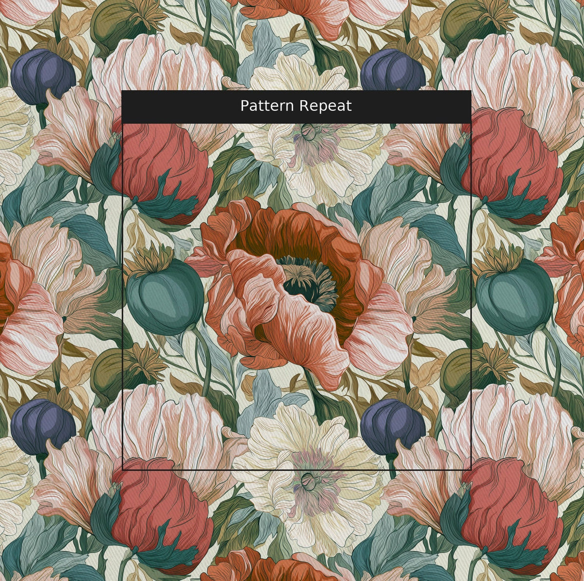 Muted Garden - Fabric - Painted Paper