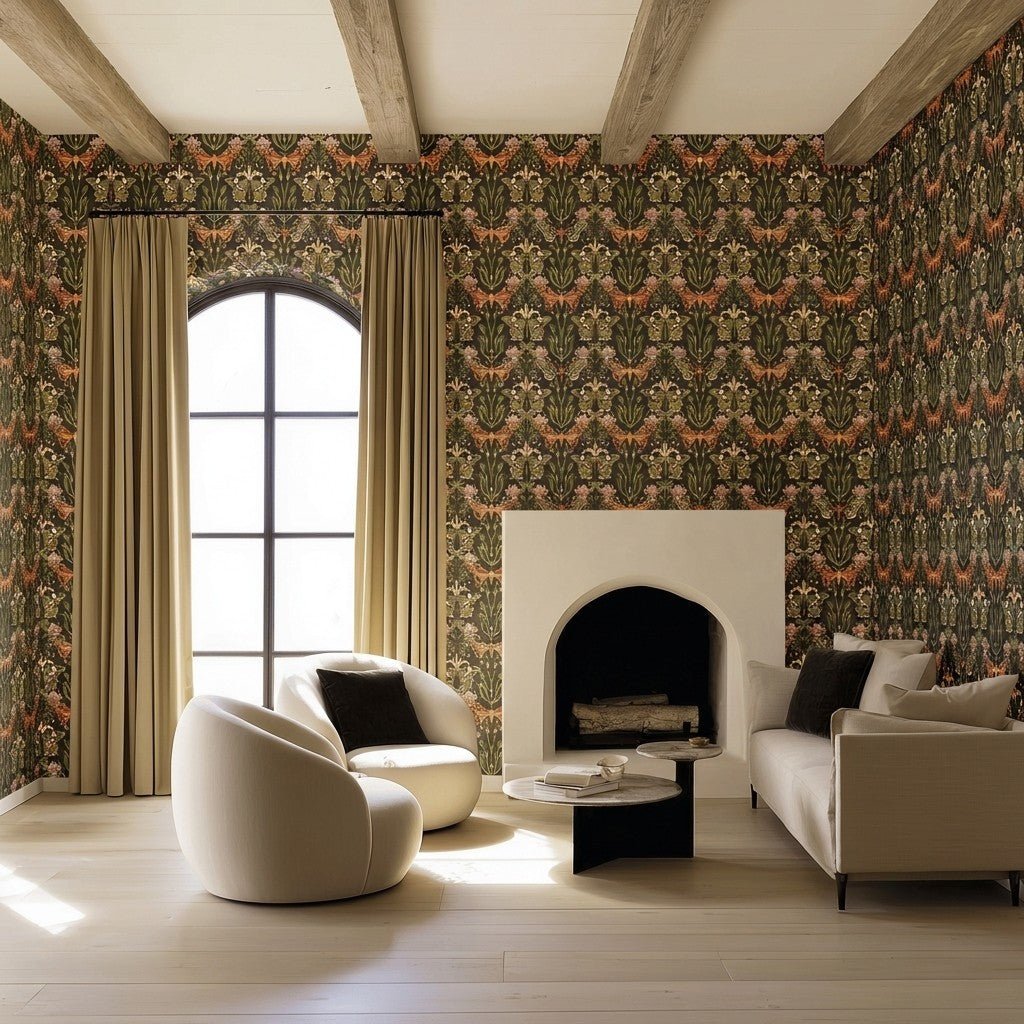 Nocturne Meadow Faux Grasscloth Wallpaper - Painted Paper