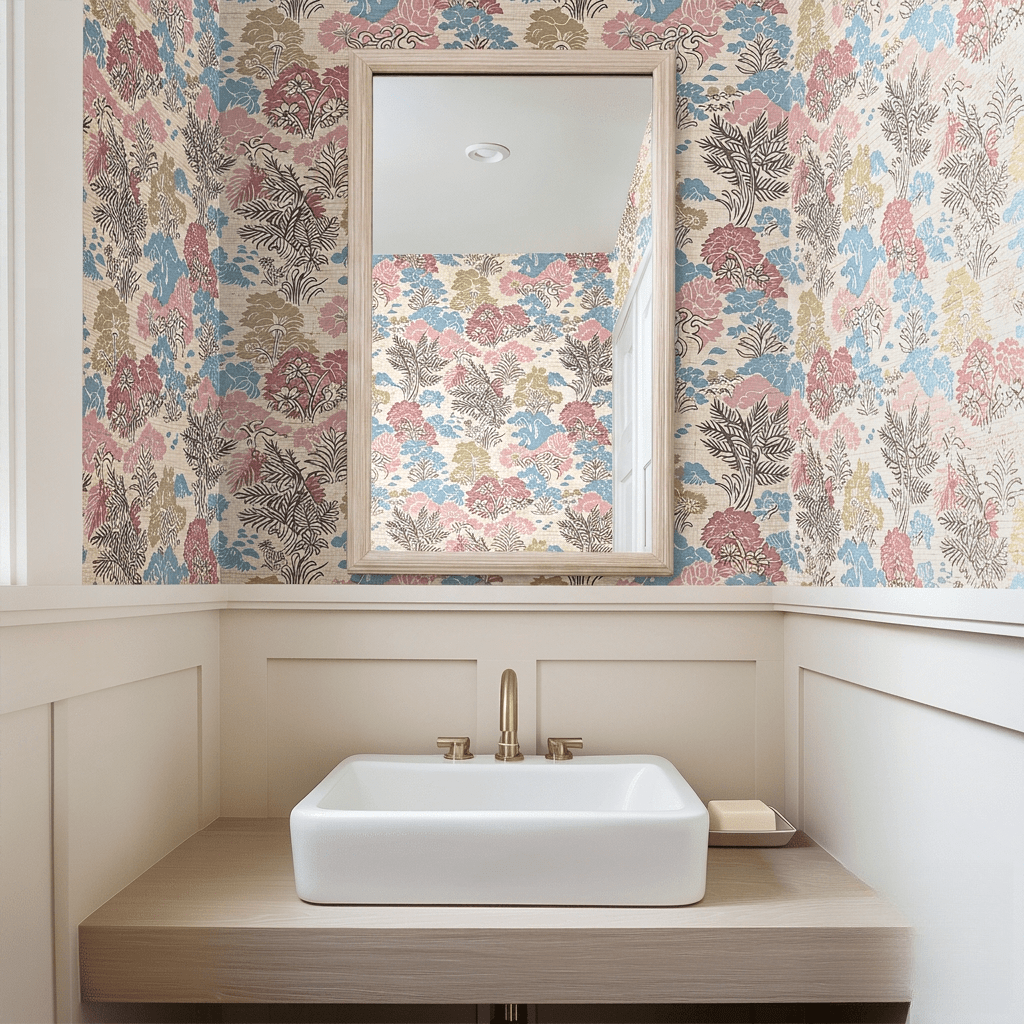 Nostalgic Garden 2 Faux Grasscloth Wallpaper - Painted Paper