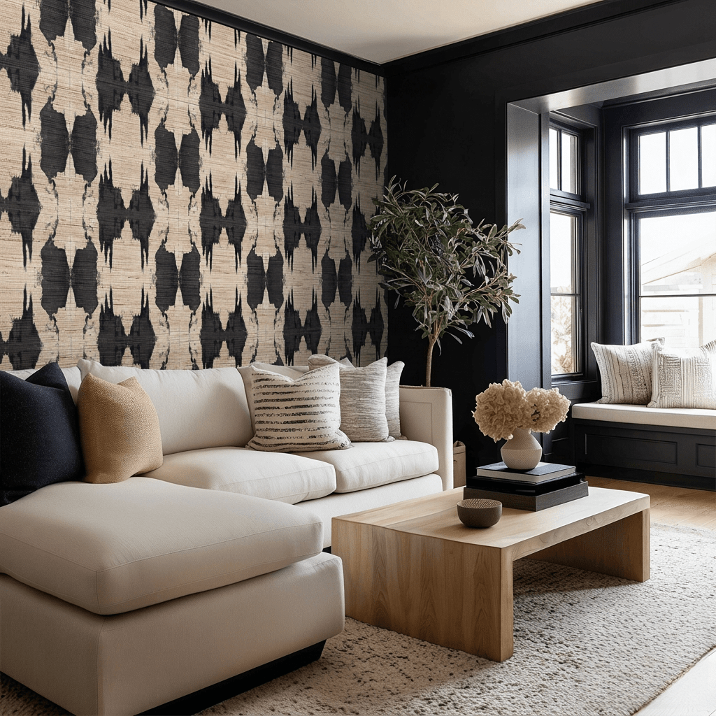 Obsidian Fade Faux Grasscloth Wallpaper - Painted Paper