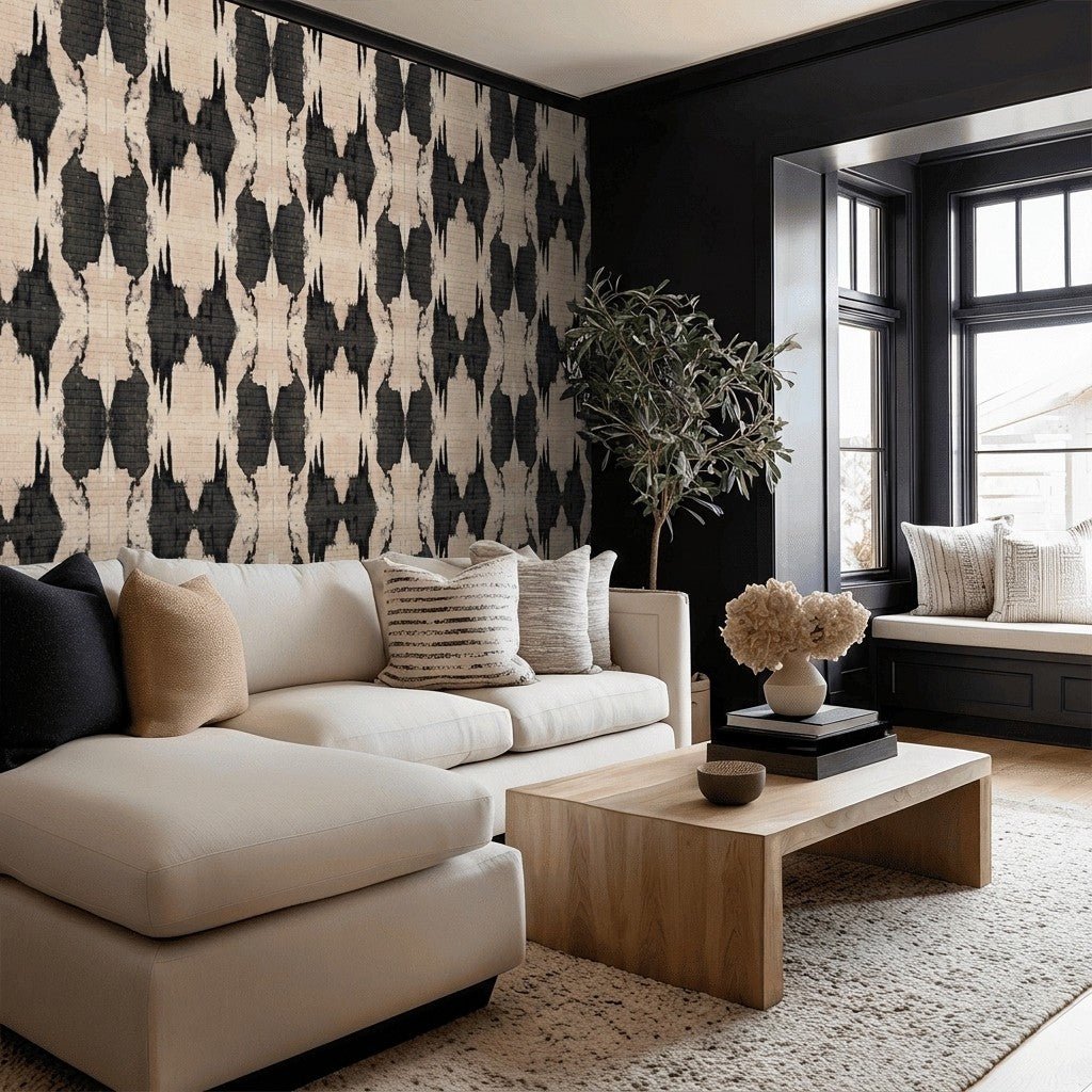 Obsidian Fade Faux Grasscloth Wallpaper - Painted Paper