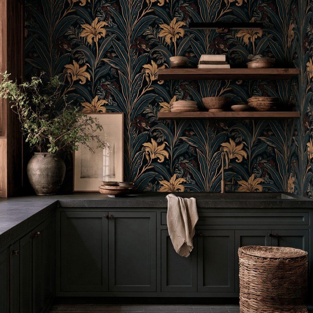 Obsidian Plume Wallpaper - Painted Paper