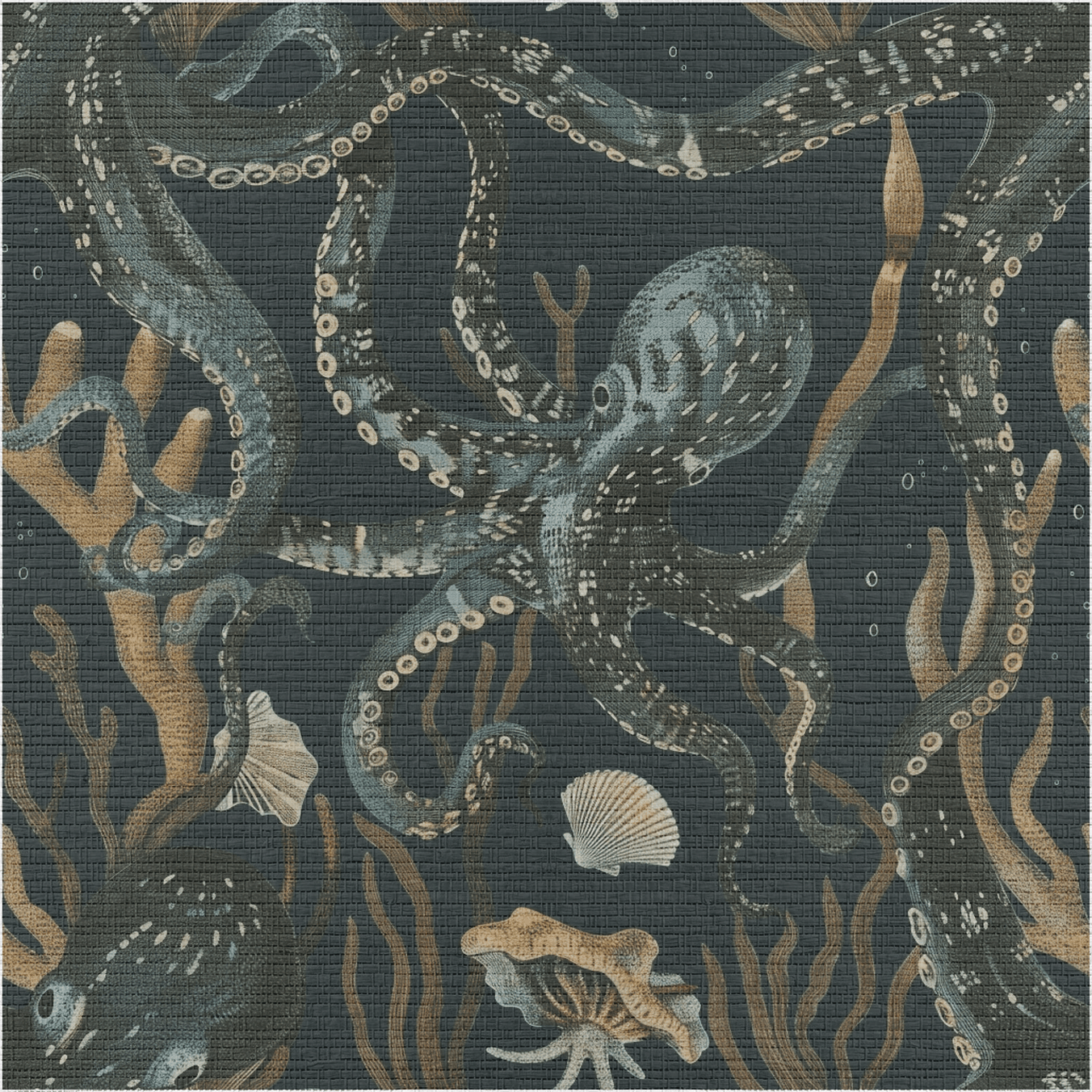 Octopus Garden Faux Grasscloth Wallpaper - Painted Paper