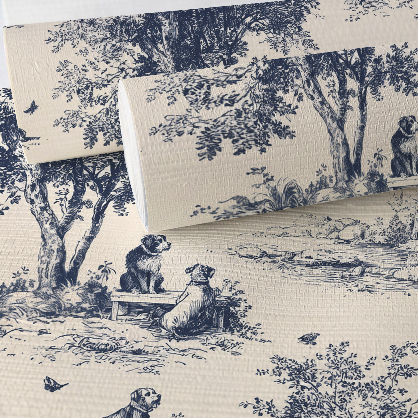 Off Duty Dogs Faux Grasscloth Wallpaper