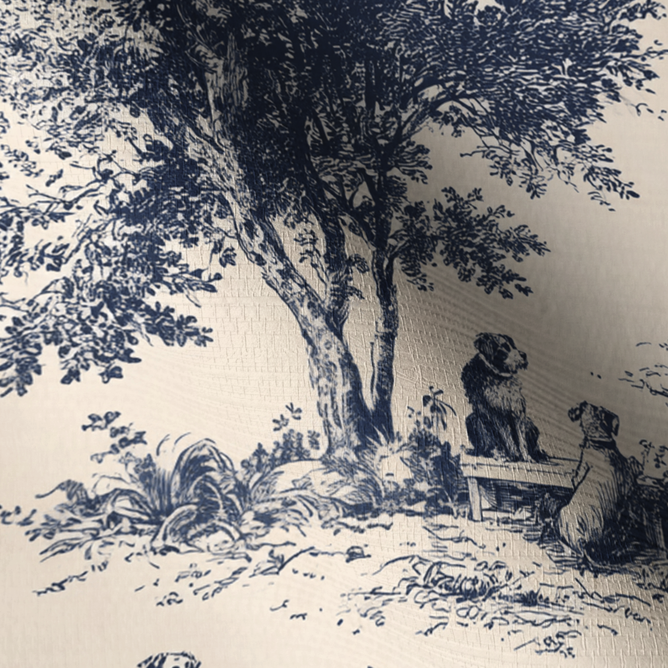 Off Duty Dogs Faux Grasscloth Wallpaper