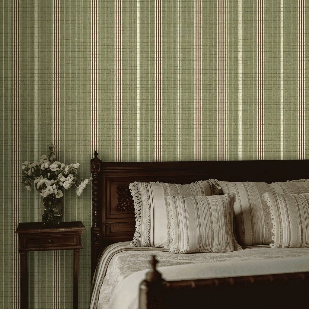 Old Mill Stripe Faux Grasscloth Wallpaper - Painted Paper