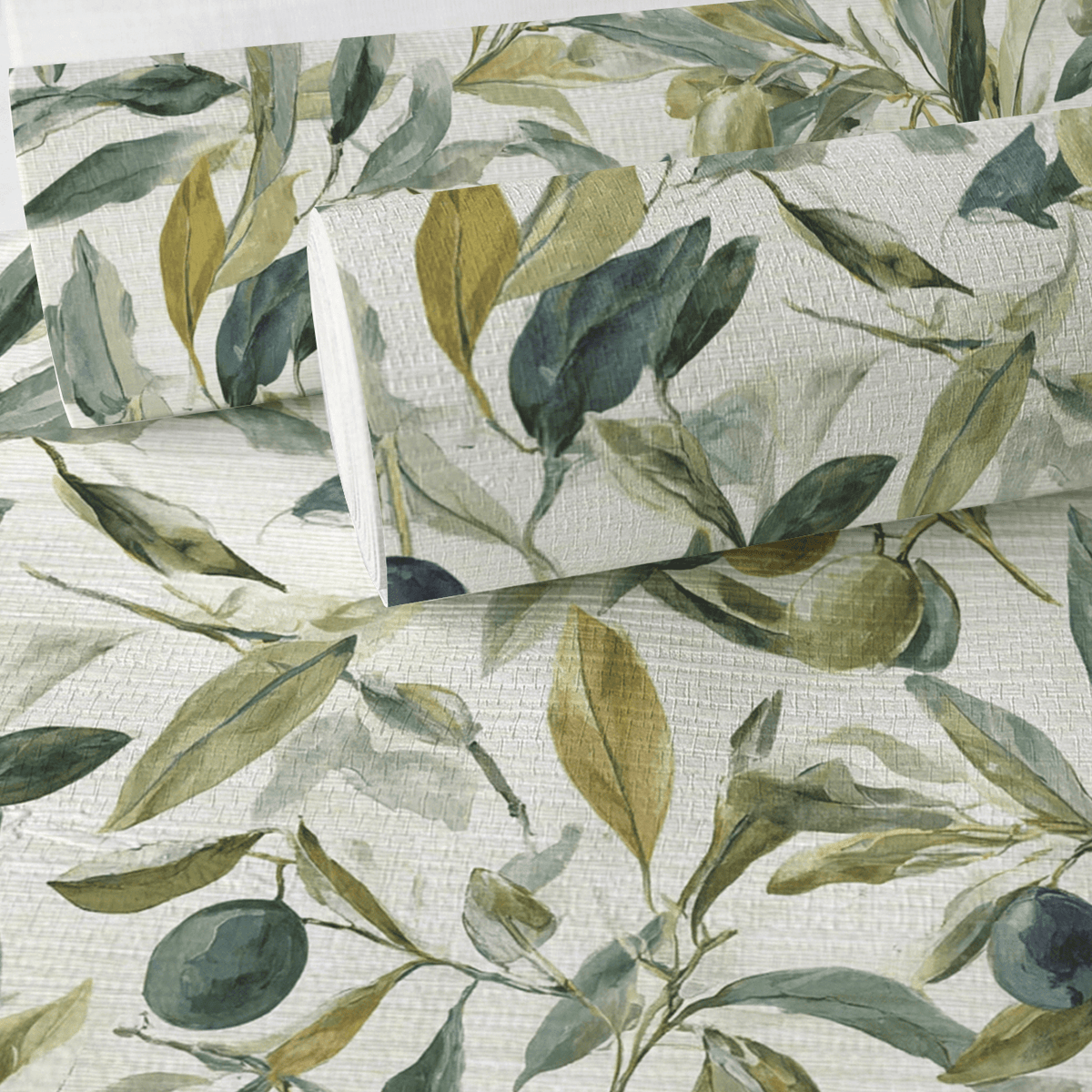 Olive Rustle Faux Grasscloth Wallpaper - Painted Paper
