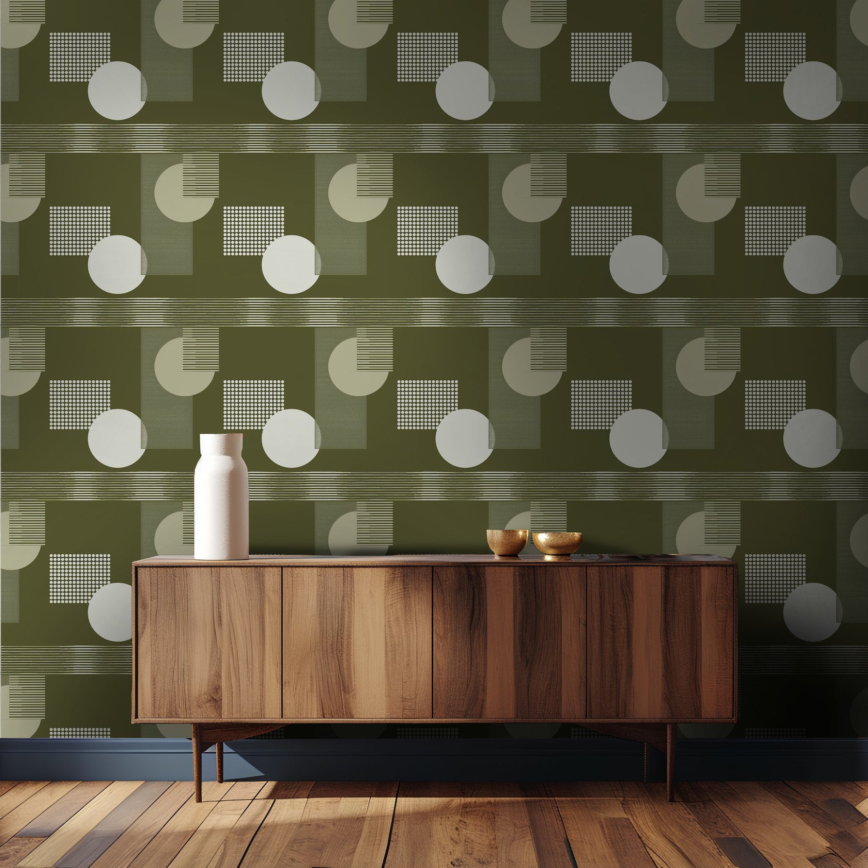 Olive Wallpaper - Painted Paper