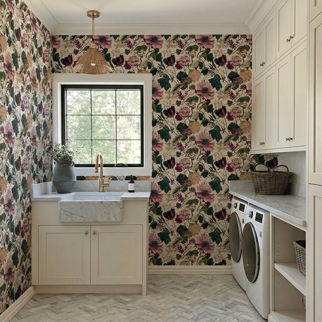 Olivia Grace Faux Grasscloth Wallpaper - Painted Paper