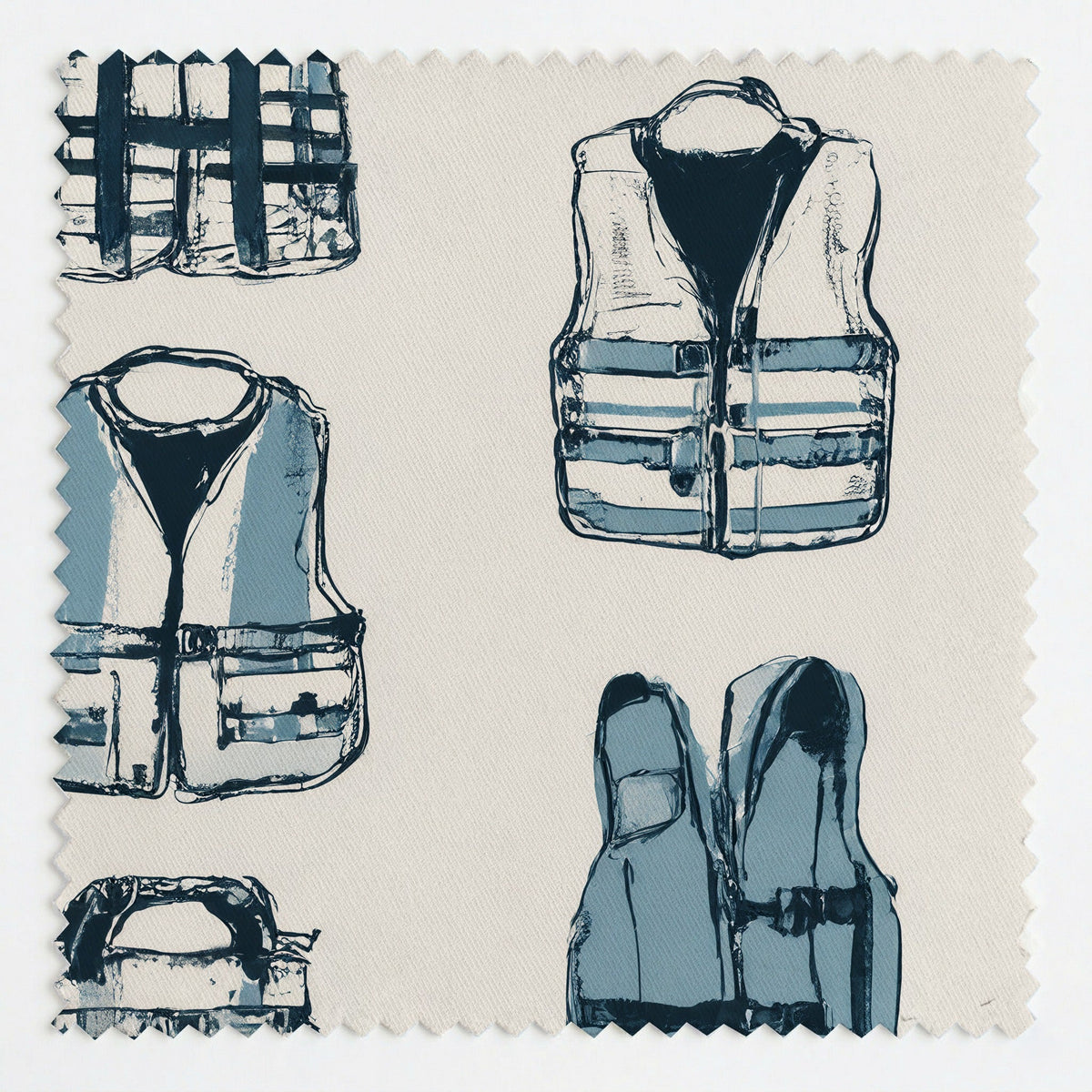 Out At Sea - Fabric - Painted Paper