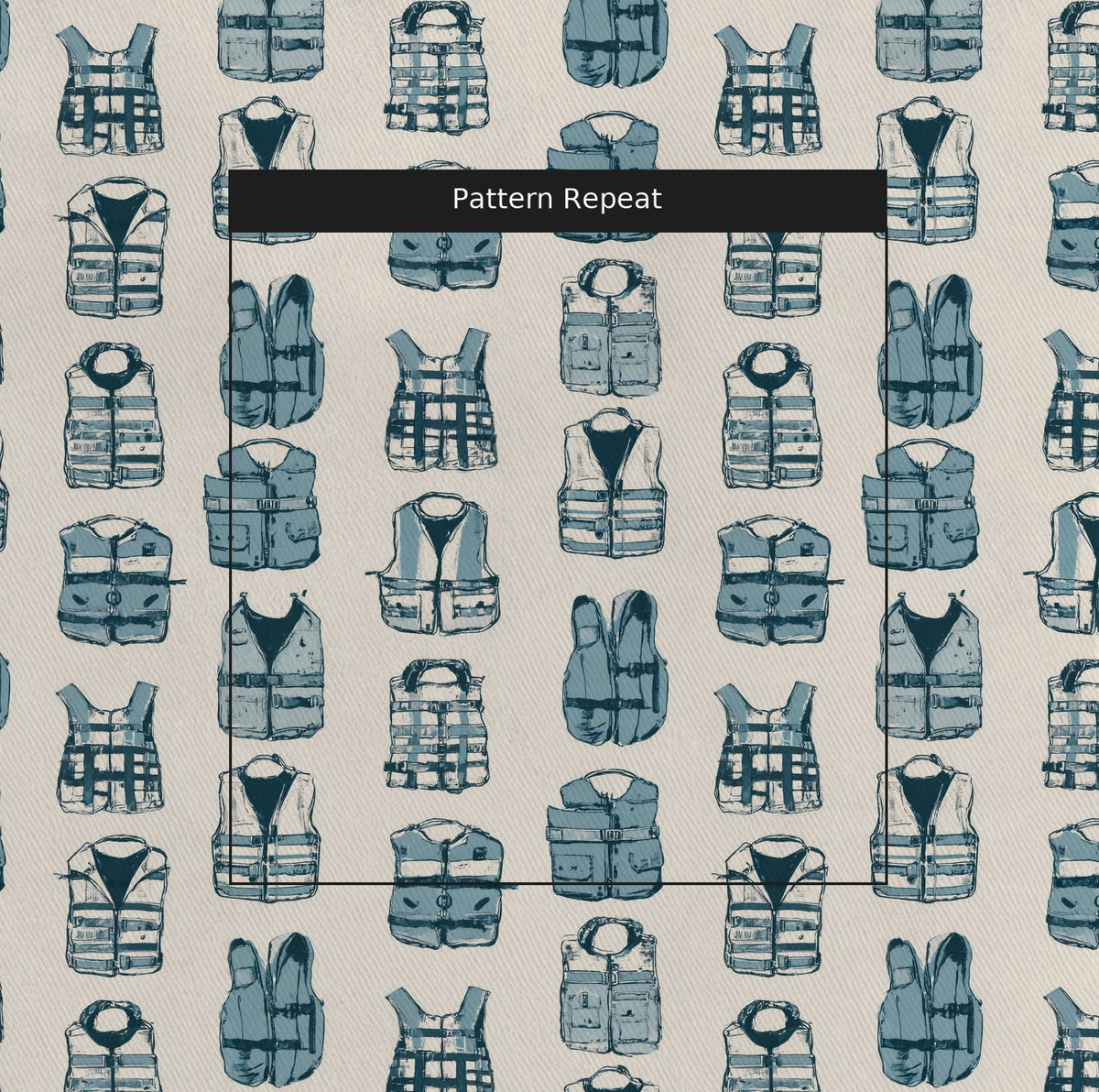 Out At Sea - Fabric - Painted Paper